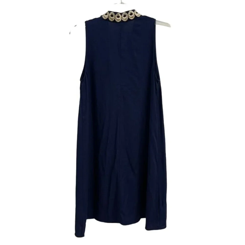 Lilly Pulitzer Navy Shift Dress Gold Embroidery Sleeveless Size 6 - Picture 5 of 6